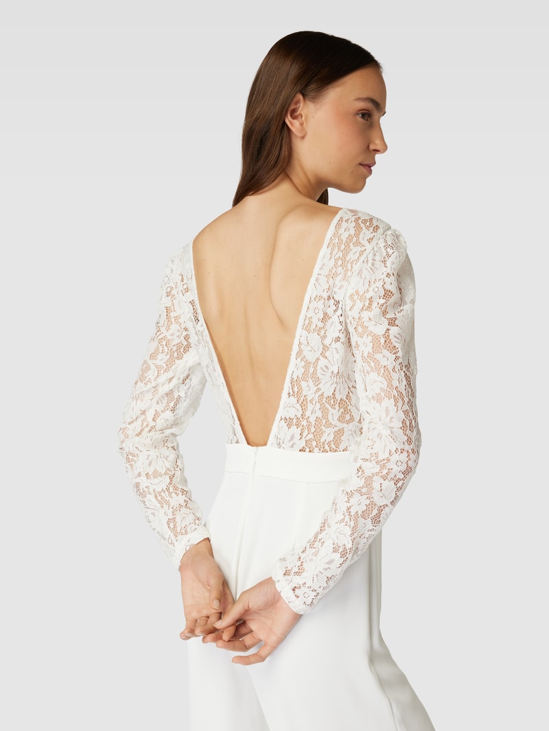 Jumpsuit mit Spitzenbesatz Modell 'NORA' in offwhite