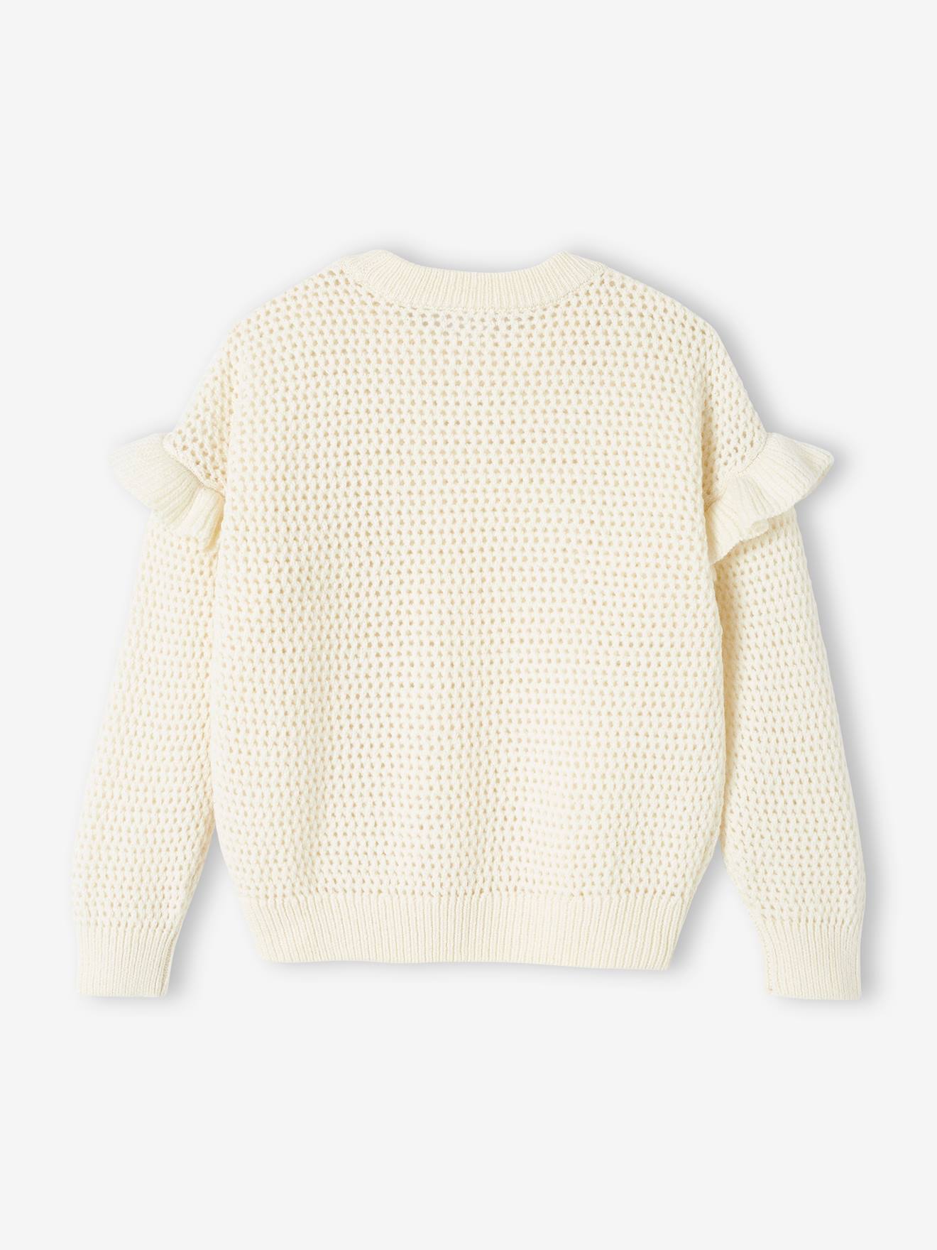 Vertbaudet Mädchen Pullover mit Volants - vanille