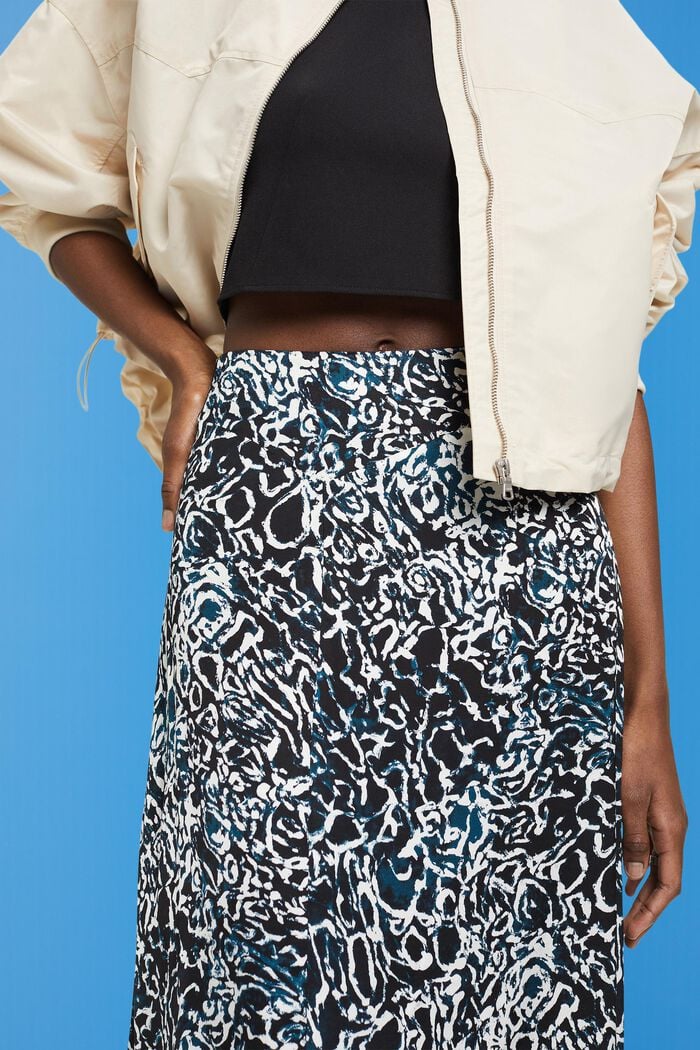 Asymmetrischer Satinrock mit Allover-Print