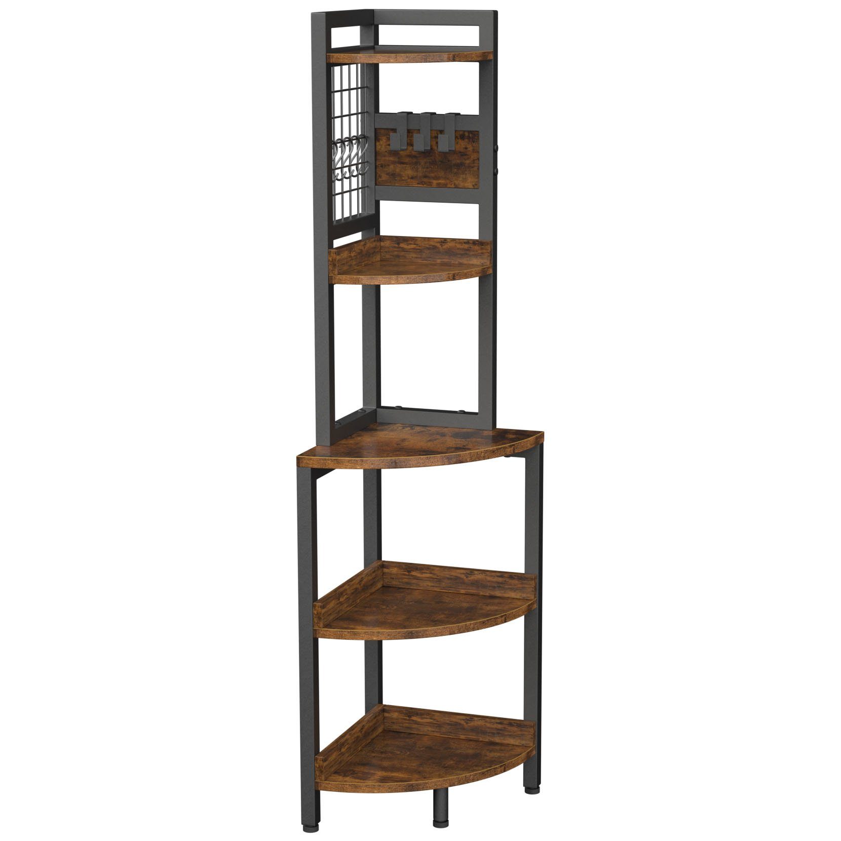 Dripex Eckregal Bücherregal mit 5 Ebenen, Metallrahmen, 40x40x152cm
