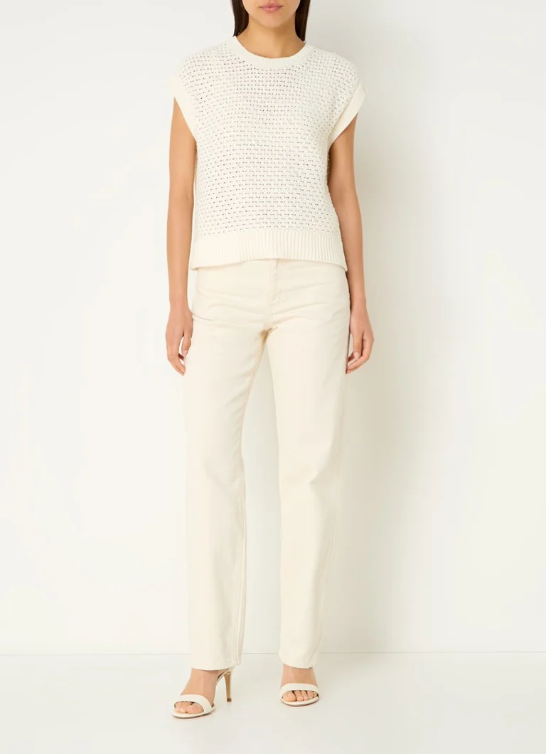 Top da donna Penny in maglia grossa decorato con perle finte