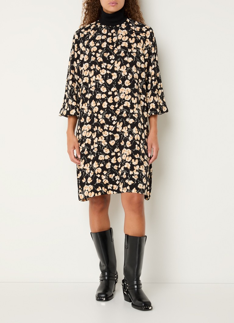 Rochie mini Antwerp Essential cu imprimeu floral și bijuterii din scoici