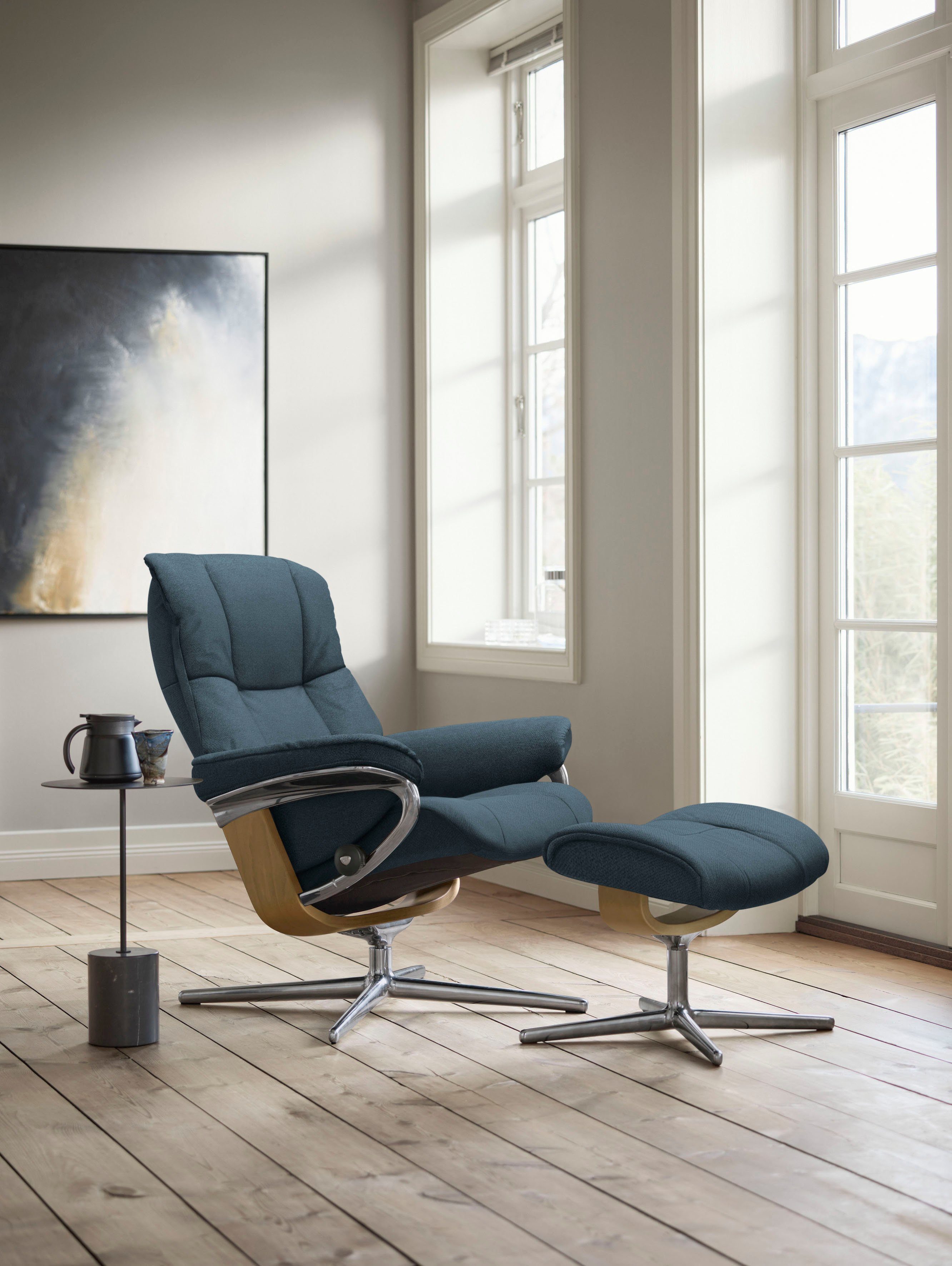 Stressless® Relaxsessel Mayfair (Set, Relaxsessel mit Hocker), mit Hocker, mit Cross Base, Größe S, M & L, Holzakzent Eiche