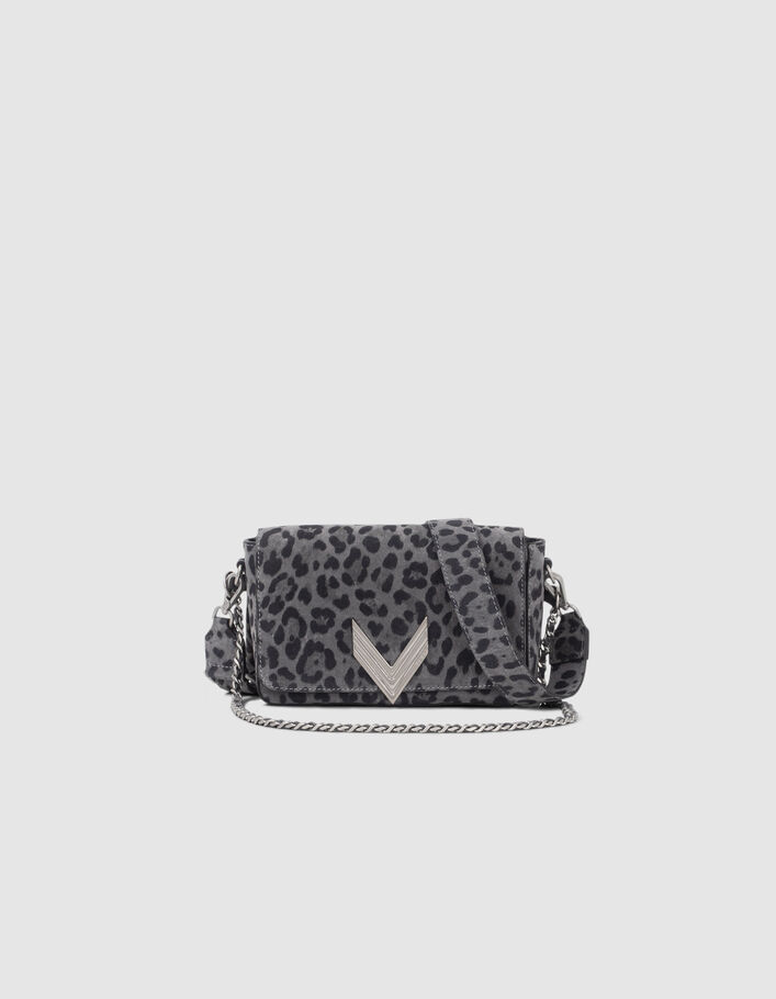 Le 111 BROOKLYN gris cuir velours motif léopard Femme
