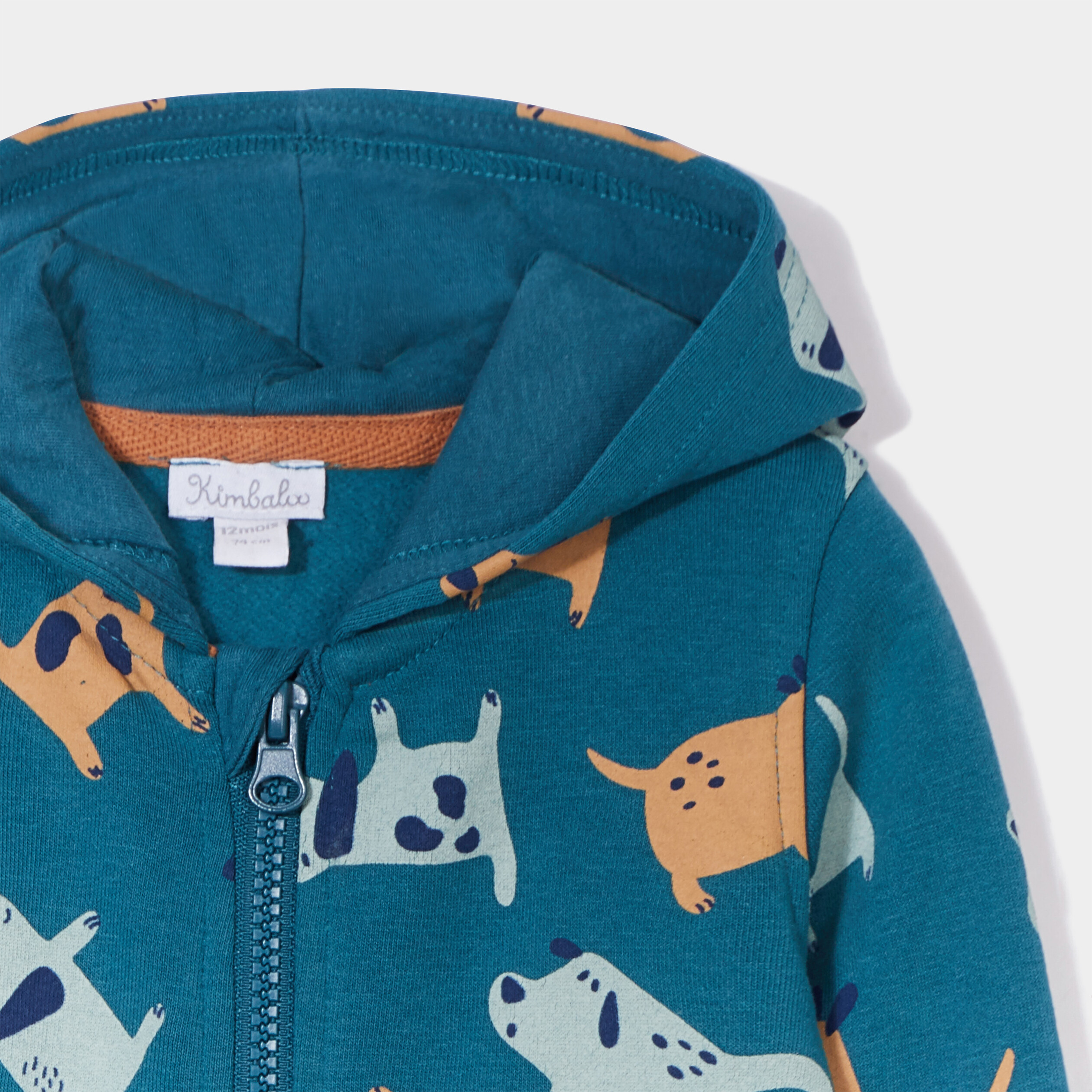 Sweat zippé à capuche coton vert canard bébé garçon | La Halle