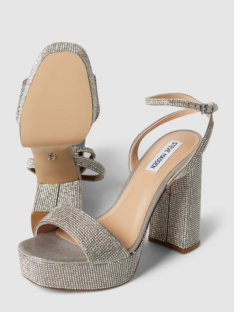 Sandaletten mit Zierbesatz Modell 'LESSA' in silber
