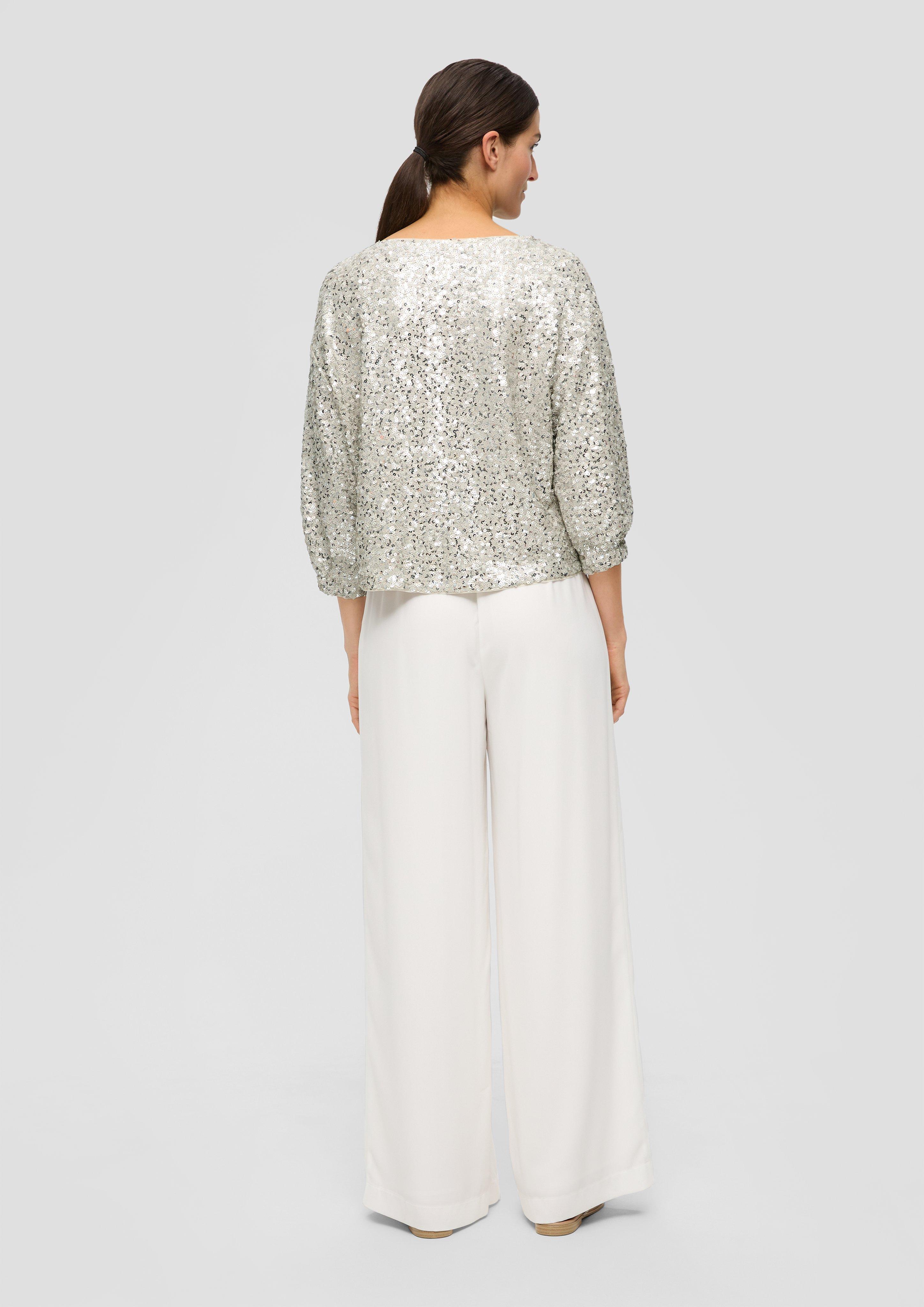 Mesh-Bluse mit Pailletten-Besatz  2137060-0700