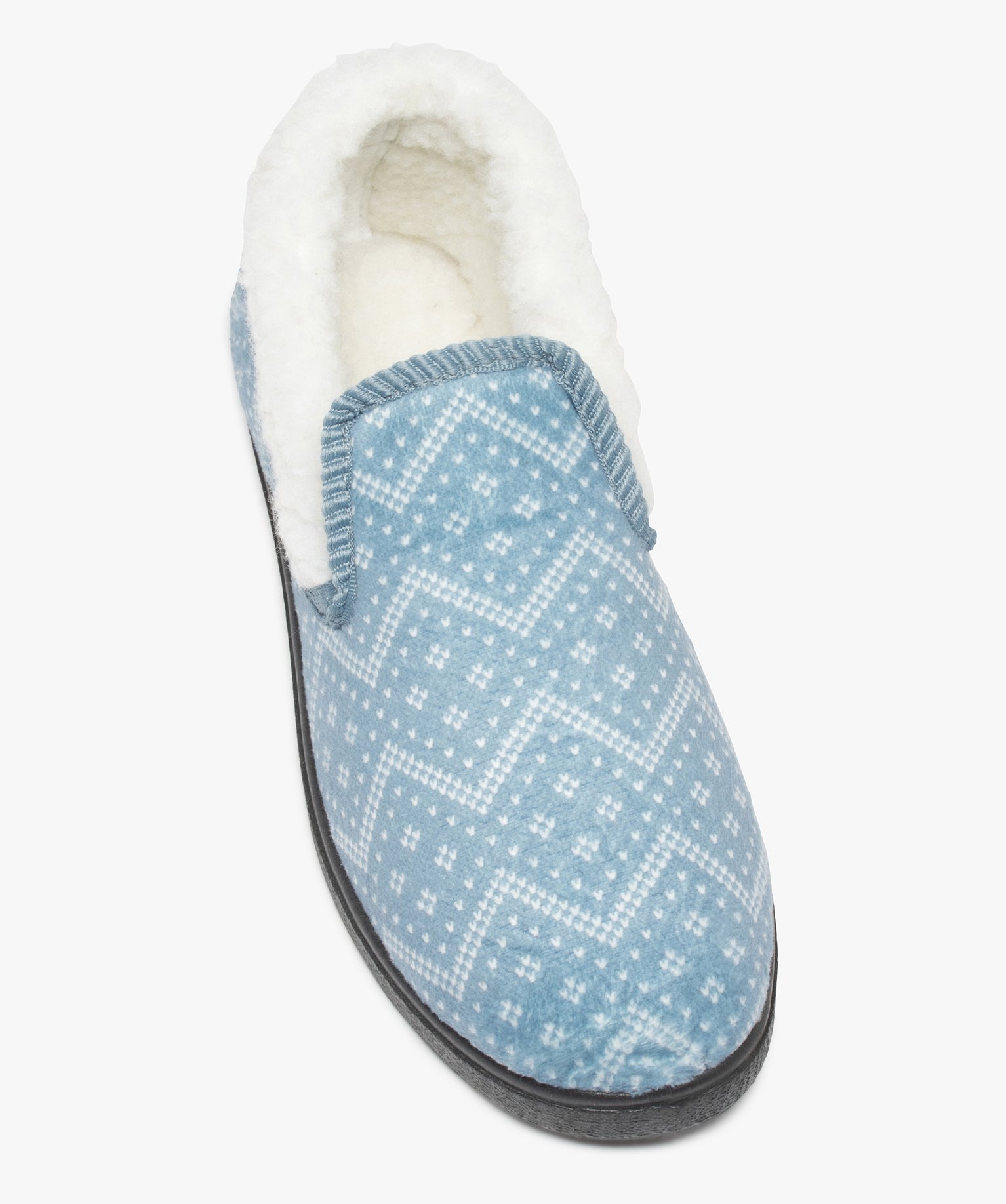 Pantoufles femme à doublure fourrée en sherpa bleu | GEMO