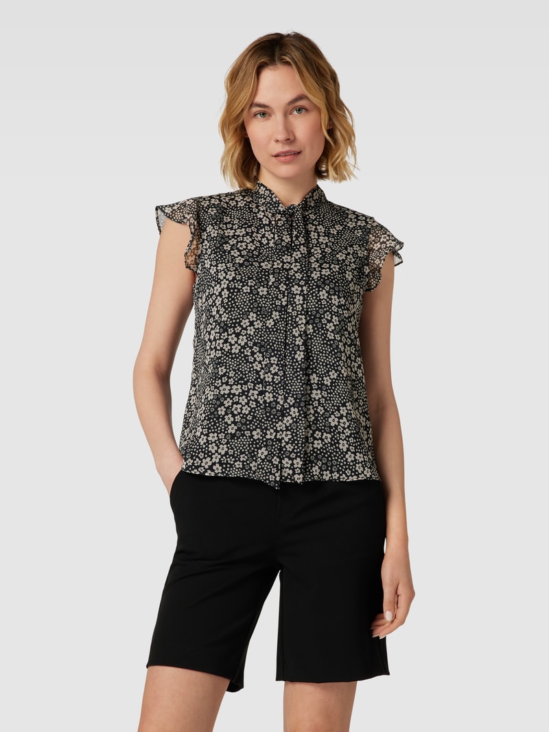 Blusenshirt mit floralem Muster in schwarz