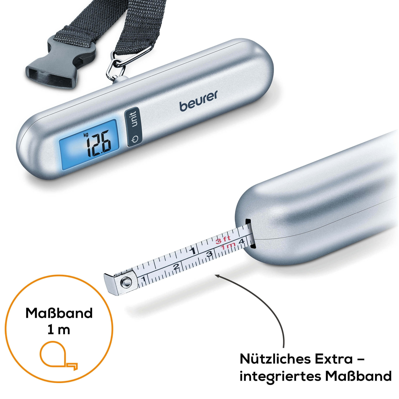 Beurer Kofferwaage - LS 06-Kofferwaage mit Hold-Funktion & praktischem Maßband - bis 40 kg