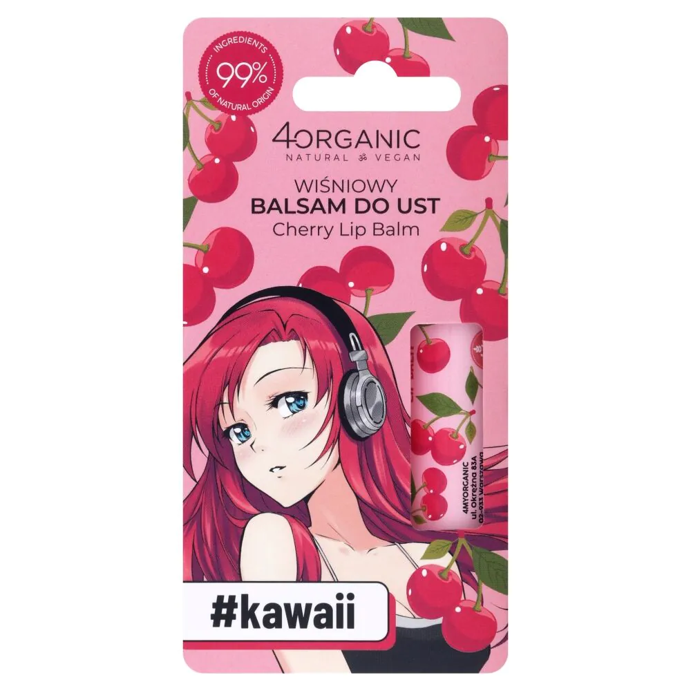 4Organic #kawaii Природни балзам за усне, трешња