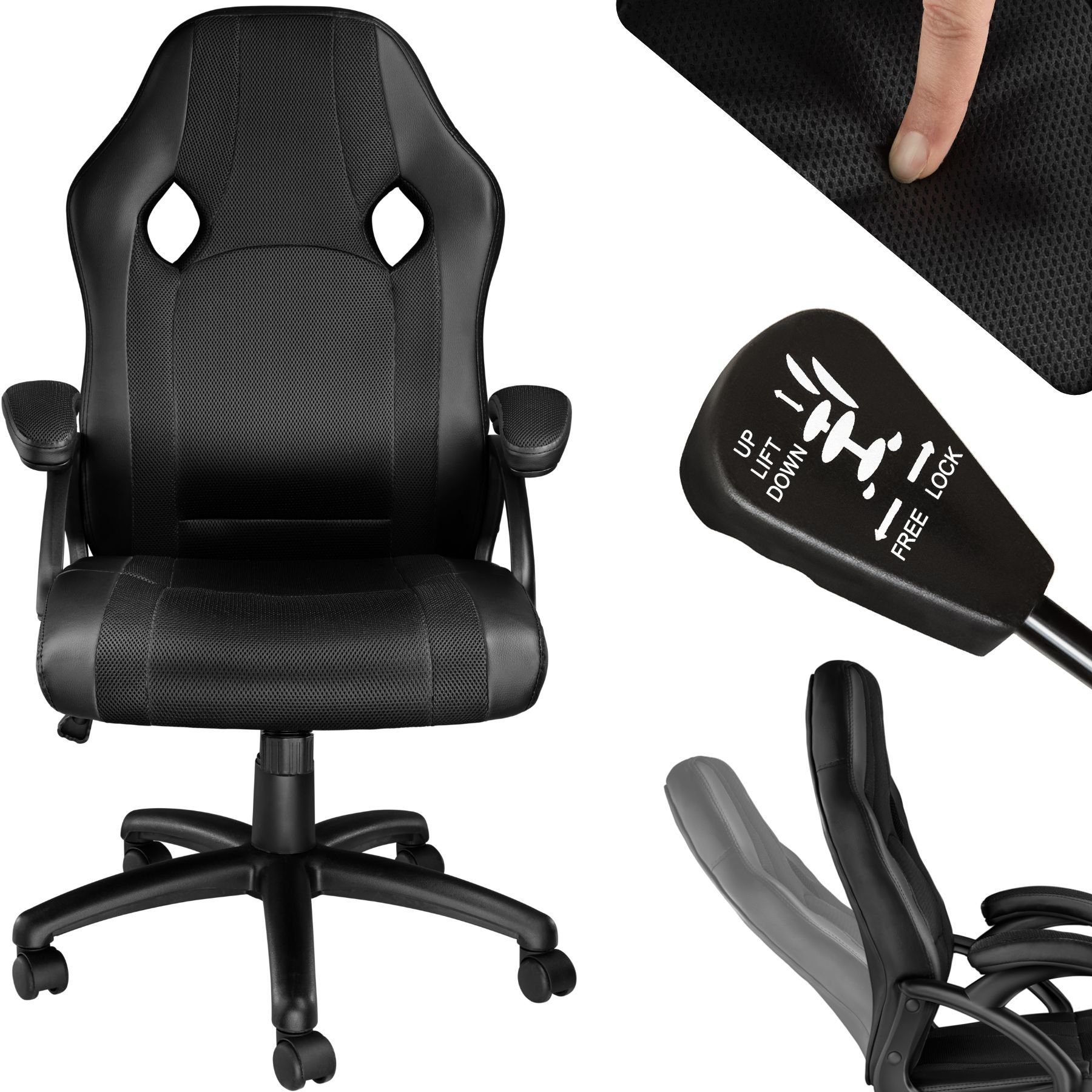 tectake Gaming-Stuhl Goodman (1er, 1 St), einstellbare Wippmechanik