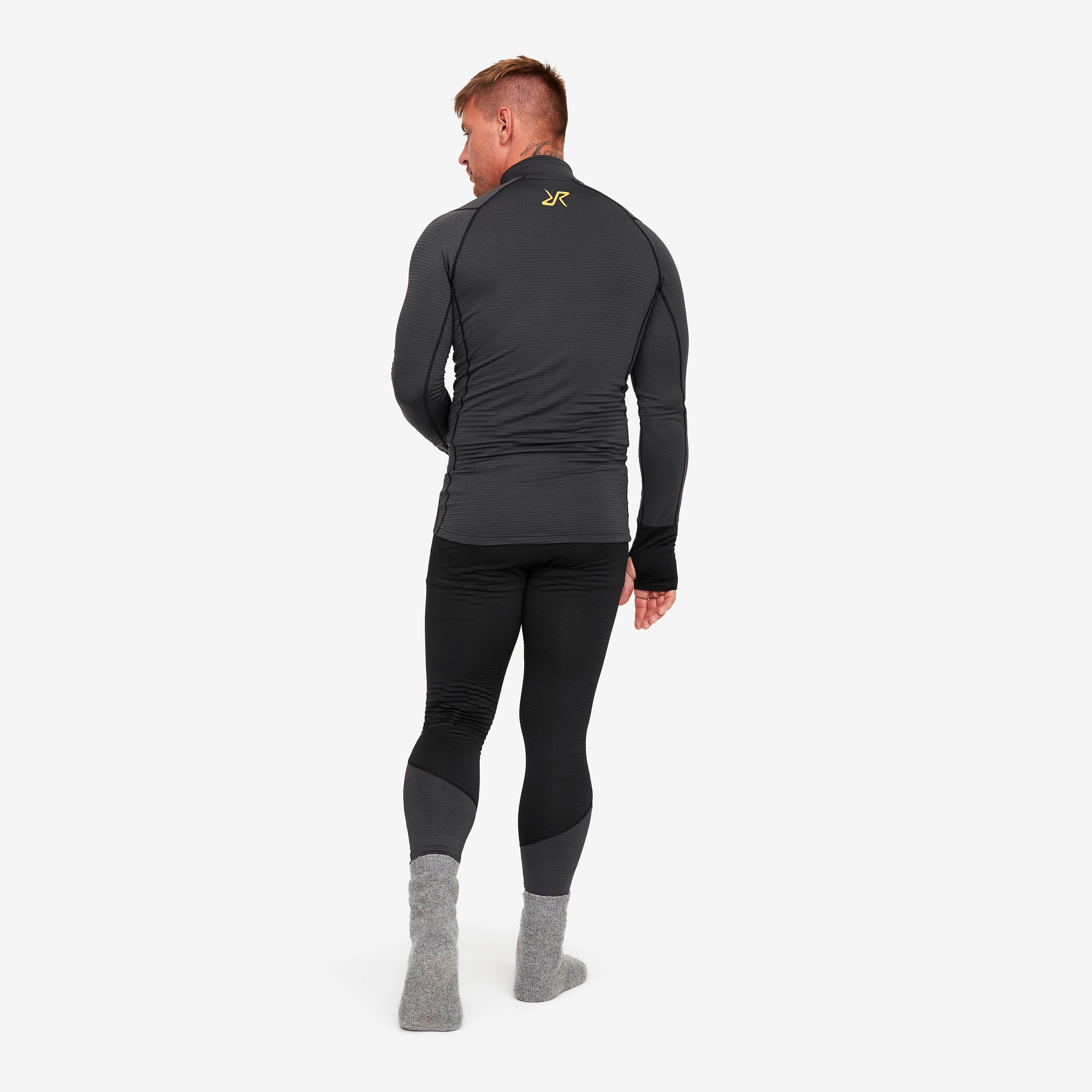 Hiball Waffle Base Layer Set Homme Anthracite/Radiant Yellow