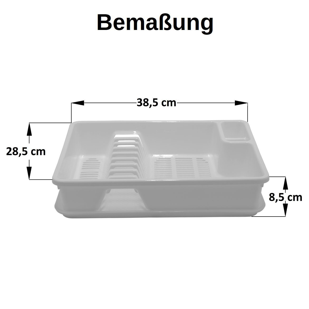Engelland Geschirrständer Abtropfgestell, Abtropfgitter mit Wanne, für bis zu 9 Teller inkl. Besteck, spülmaschinengeeignet, BPA-frei
