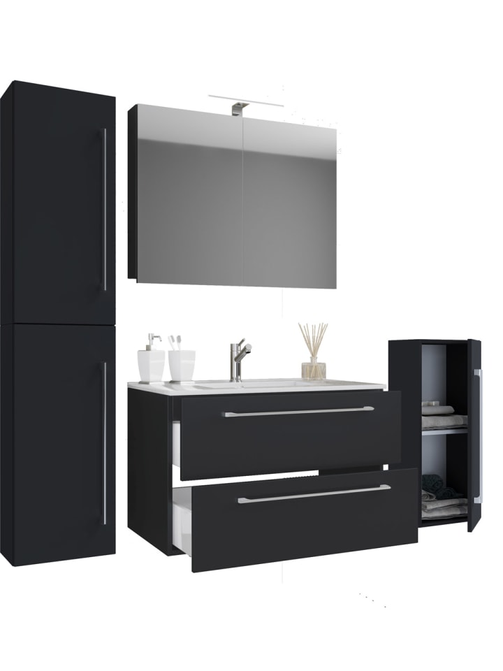 ebuy24 Spiegelschrank Badinos Schwarz 146 x 46 cm günstig kaufen onesize