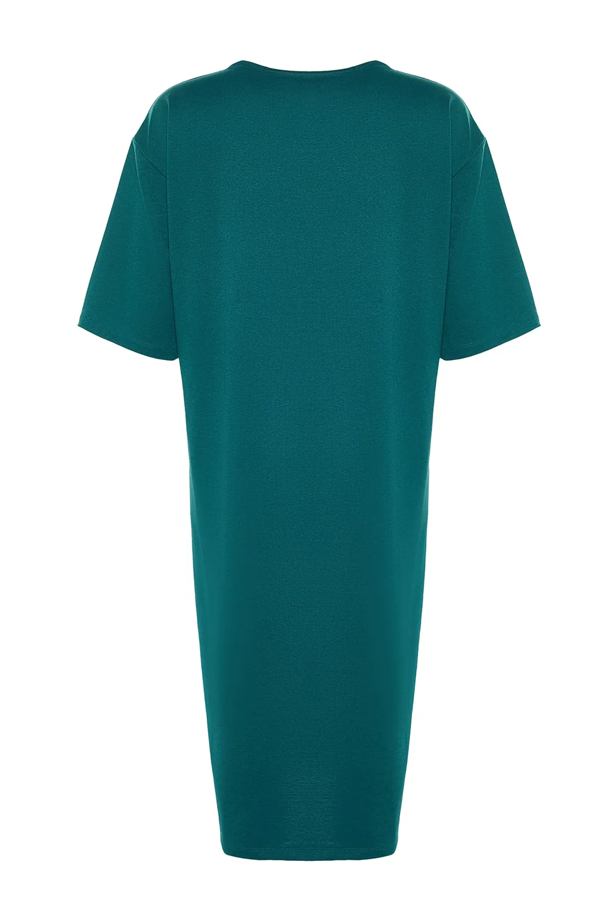 Trendyol Collection  Petrolblaues, besticktes Midi-Strickkleid mit Rundhalsausschnitt und bequemem Schnitt TWOSS21EL0175