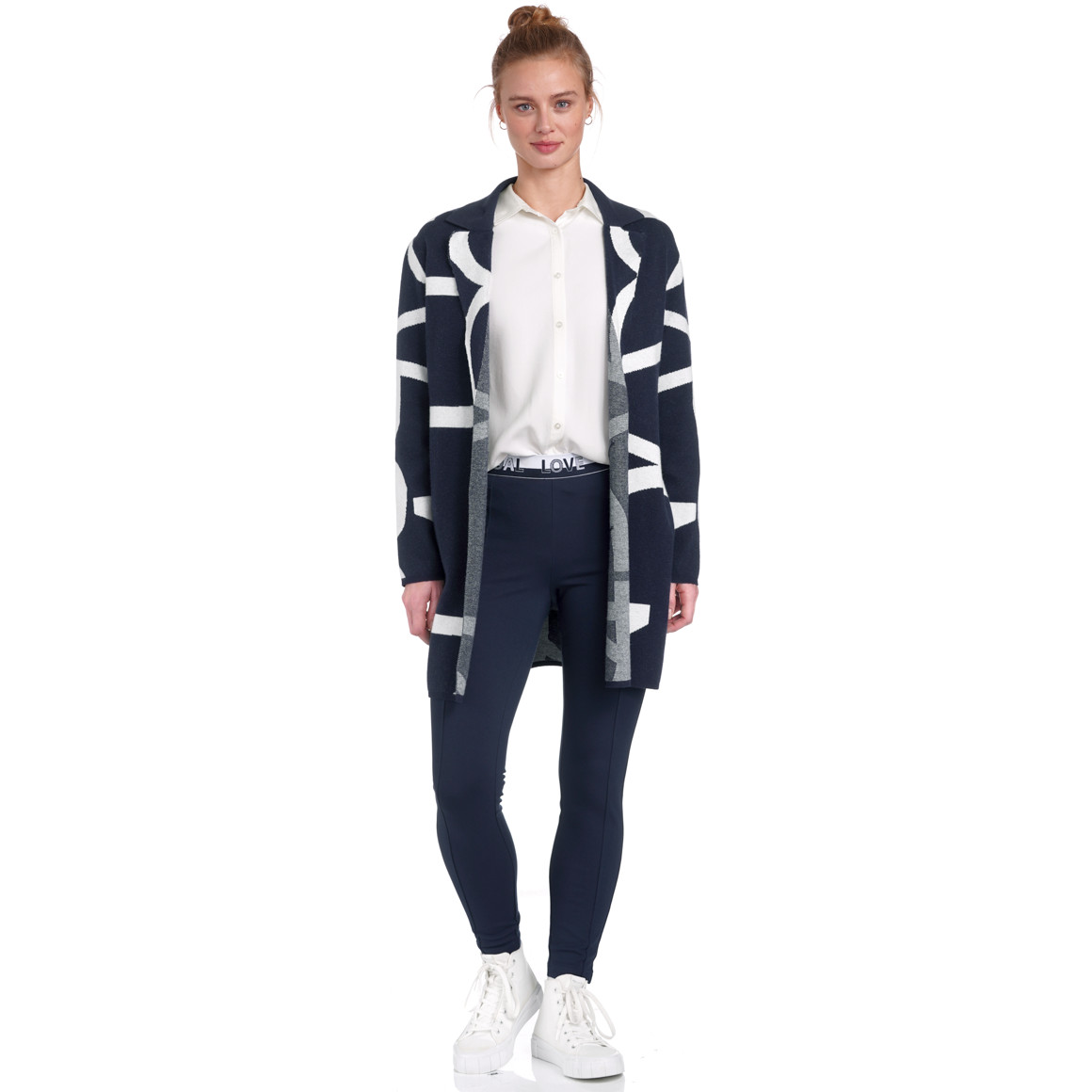 Damen Strickmantel mit Kragen
