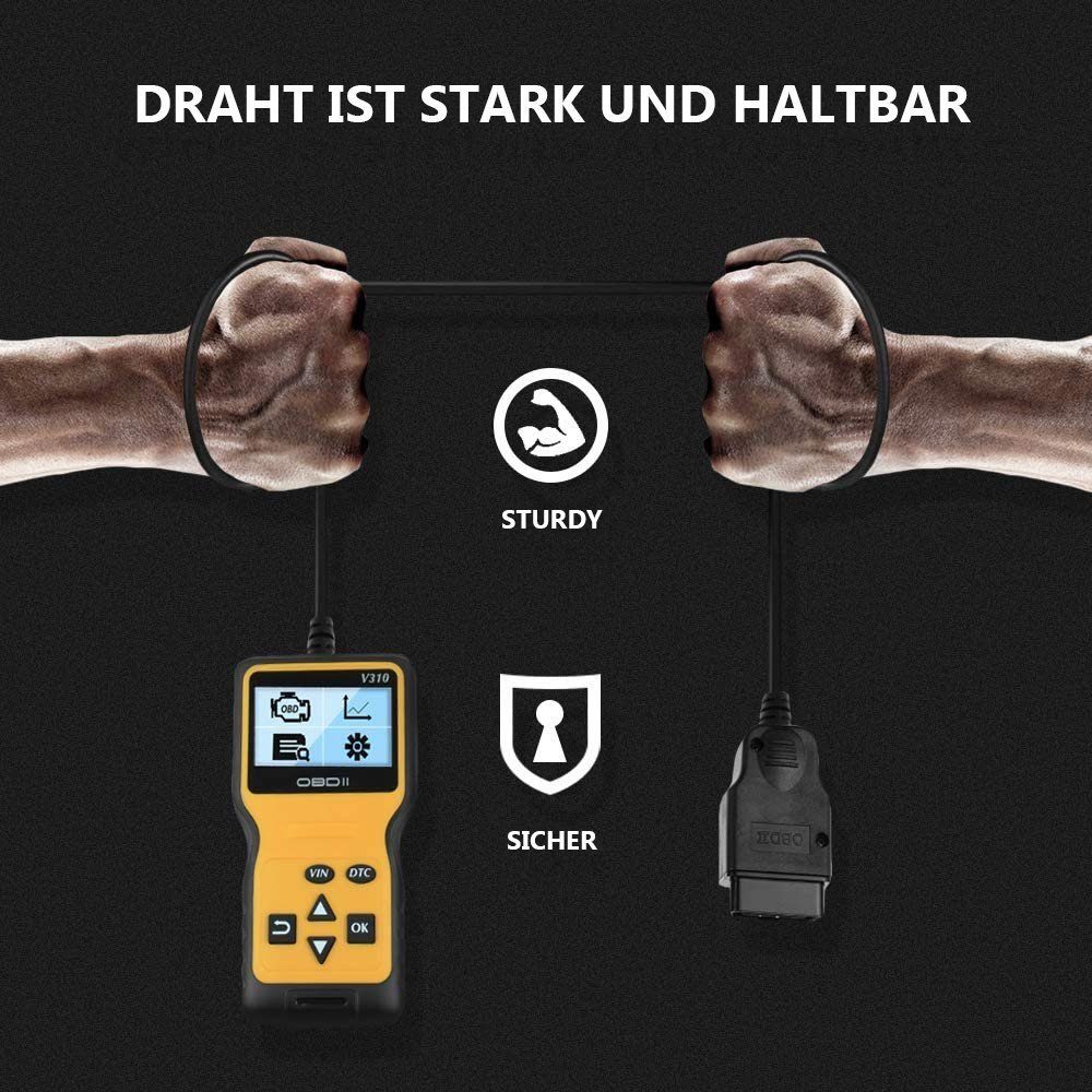 Hikeren Kfz-Diagnosegerät OBD2-Diagnosegerät, V310 KFZ-Fehlercode-Lesegerät, Mehrsprachiges & DTC-Definitionen