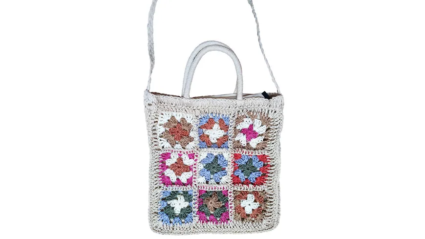 Stroh-Tasche pink, blau, grün bunt