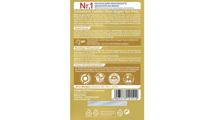 Schaebens Golden Glow Augen Gel-Pads