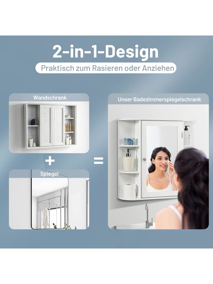 COSTWAY Badezimmerspiegelschrank in Weiß günstig kaufen onesize