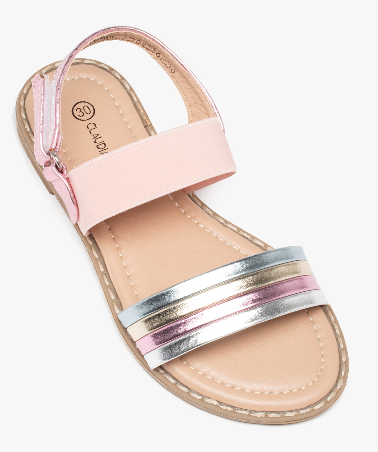 Sandales fille multicolore effet métallisé avec bande éla... rose | GEMO