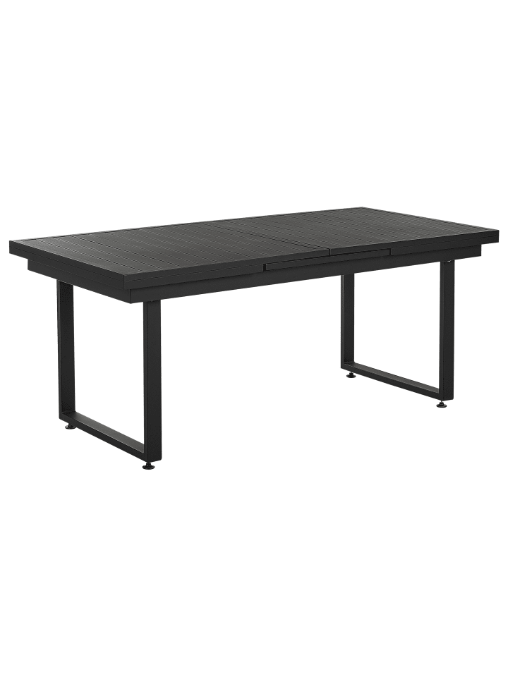 Beliani 7-tlg Gartentisch Set VALCANETTO/TAVIANO in Schwarz/Grau/Heller Holzfarbton günstig kaufen onesize