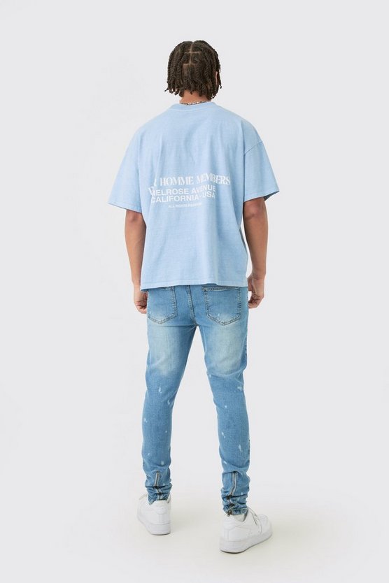 Super Skinny Stretch Jeans mit Rissen in Hellblau
