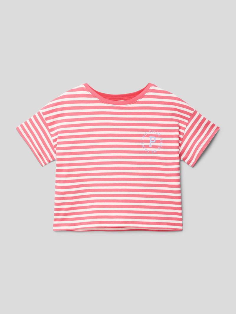 T-Shirt mit Streifenmuster Modell 'fresh' in apricot