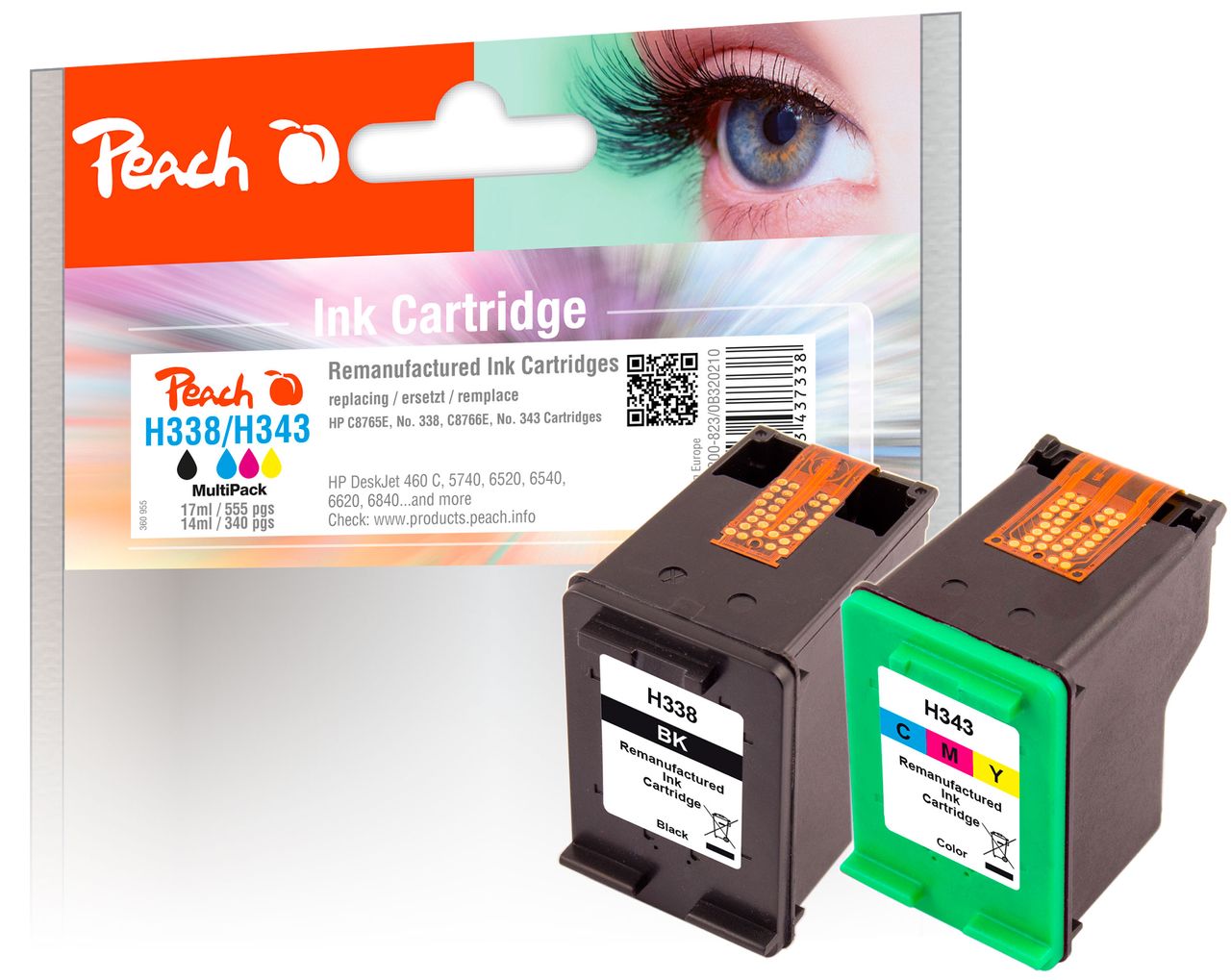 Peach Spar Pack Druckköpfe ersetzt HP No. 338, No. 343