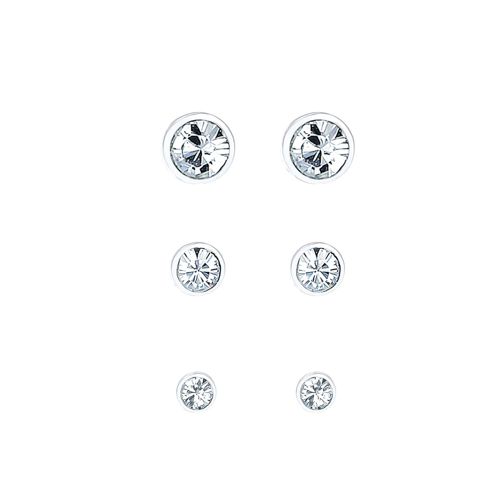 Elli Elli Boucles d'Oreilles Femmes Clous d'oreilles Set Étincelant avec Cristaux en A Boucles d'oreilles