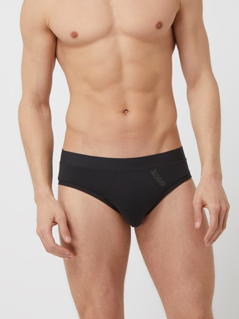 Slip mit Stretch-Anteil im 2er-Pack in schwarz