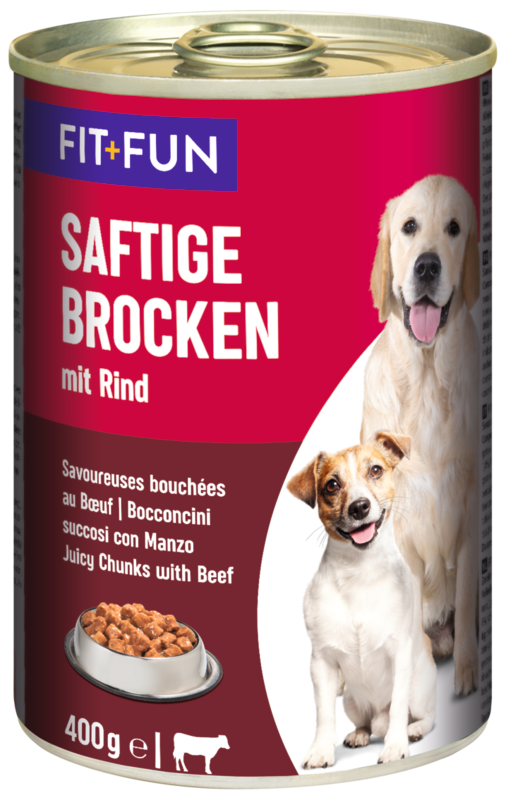 FIT+FUN Hundenassfutter FIT+FUN Saftige Brocken 6x400g Rind
