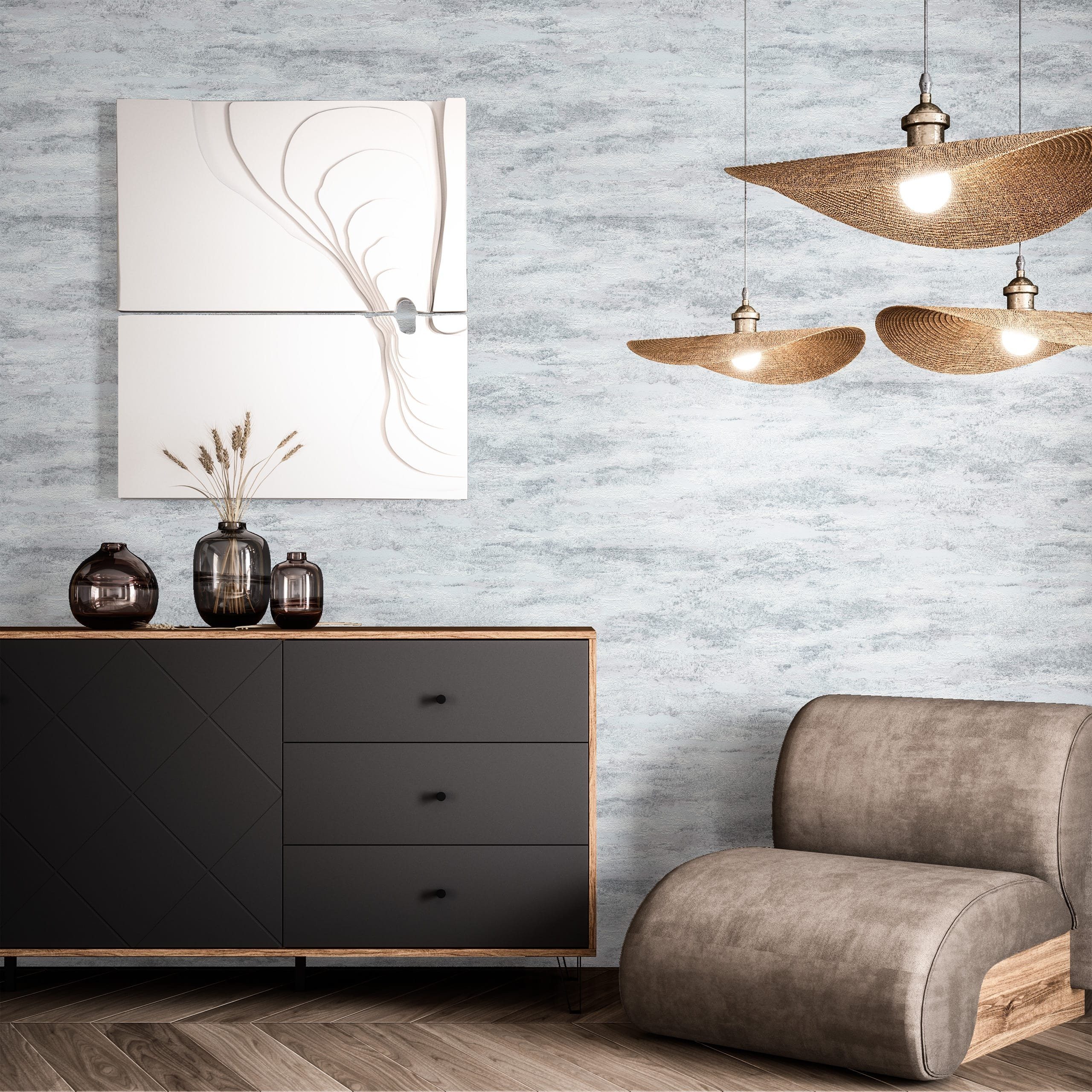 Newroom Vliestapete, Silber Tapete Modern Putzoptik - Putzoptik Betonoptik Grau Industrial Bauhaus Beton Zement für Schlafzimmer Wohnzimmer Küche