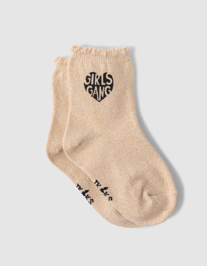 Chaussettes dorées et parmes bébé fille