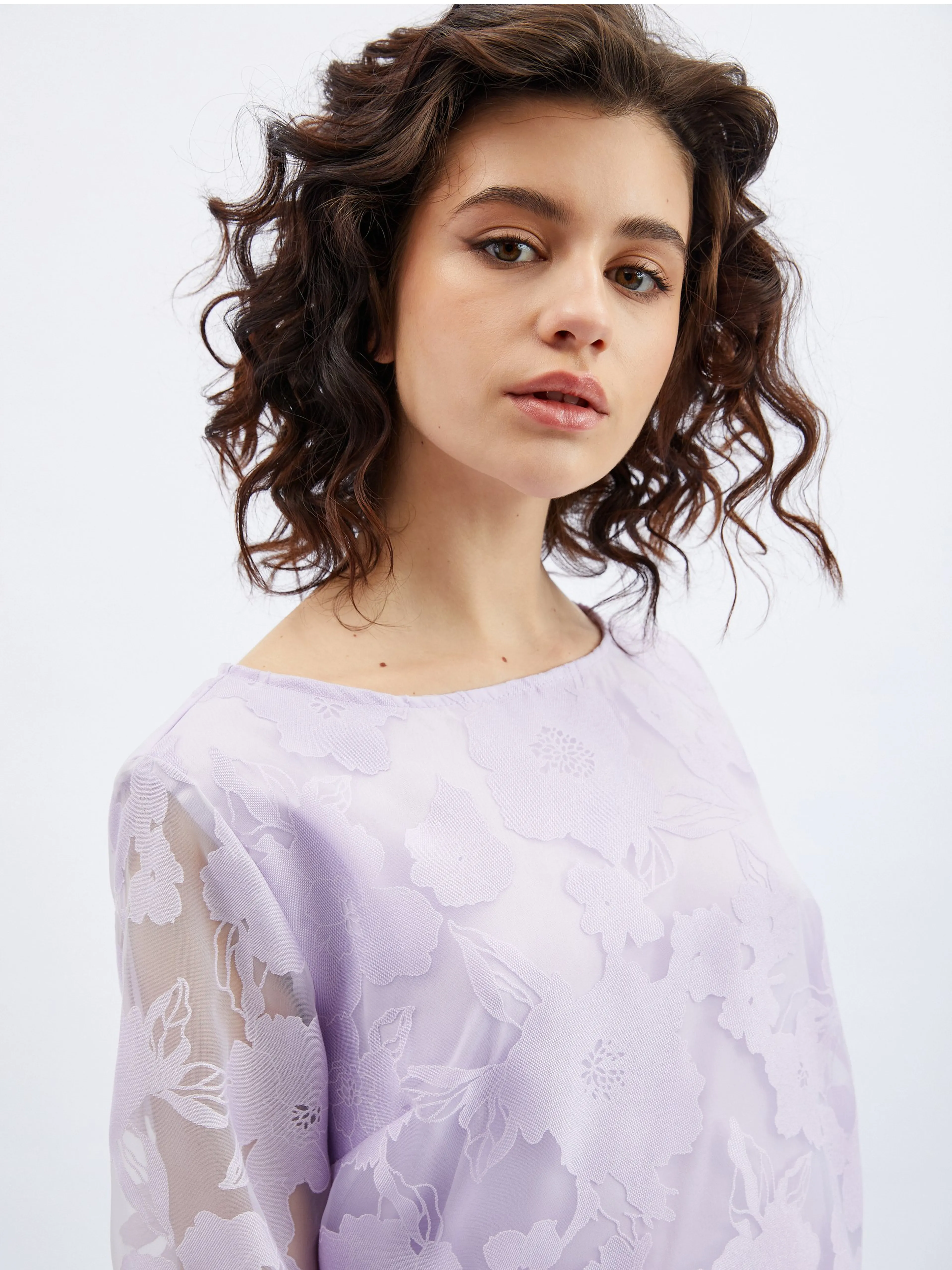 Hellviolette Damen-Blumenbluse ORSAY