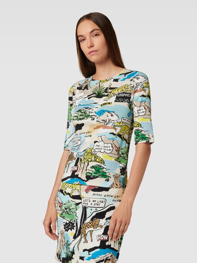 T-Shirt mit Allover-Motiv-Print in petrol