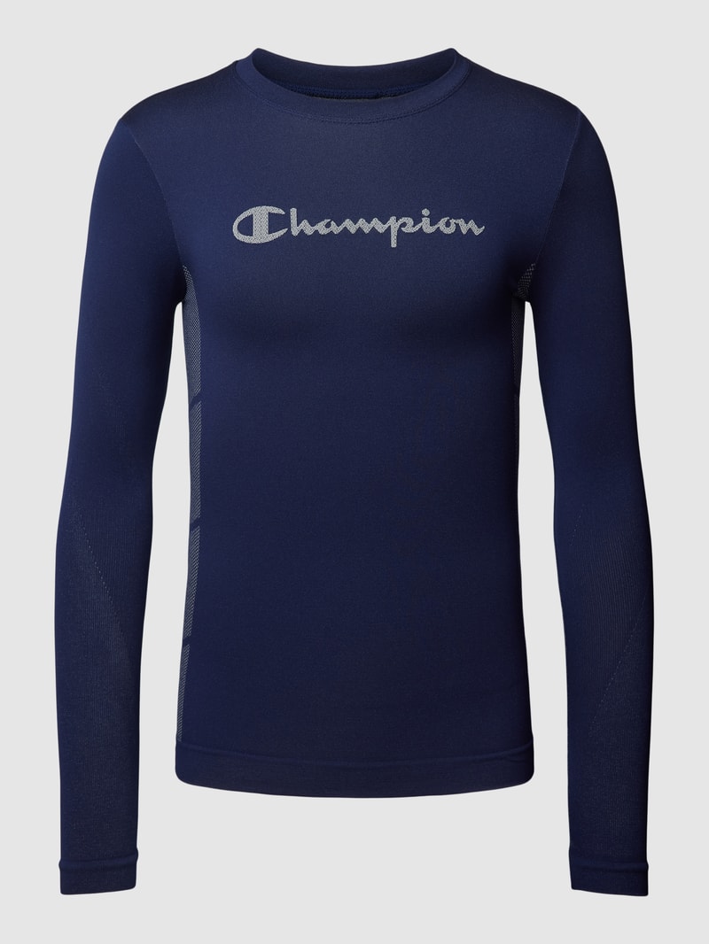 Longsleeve mit Label-Stitching Modell 'ENTRY LEVEL' in dunkelblau
