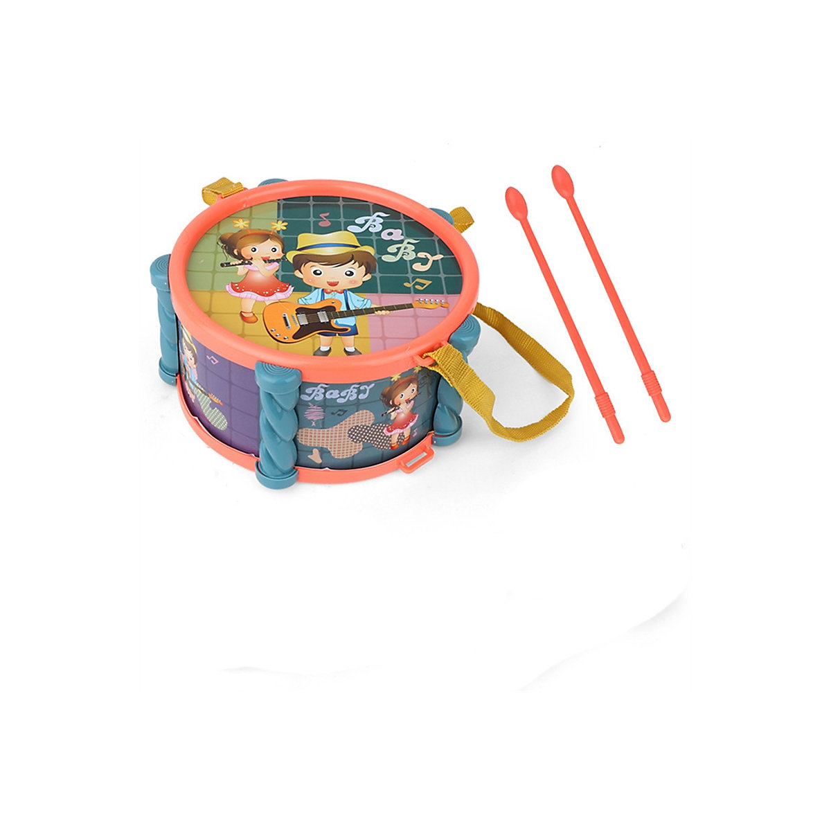 Trommelspielzeug für Kinder mit klingendem Musikinstrument (zufällige Farbe) Frühpädagogisches Handtrommelspielzeug für Kinder (zufällige Farbe)