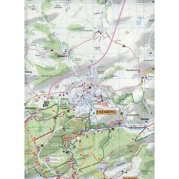 Radwander- und Wanderkarte Wälder um Gera, Eisenberg, Hermsdorf und Umgebung 1 : 35 000 - Wanderkarte