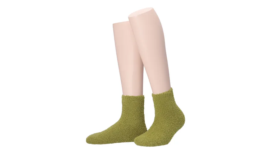 MOVE UP Damen Kuschelsocken kurz oliv