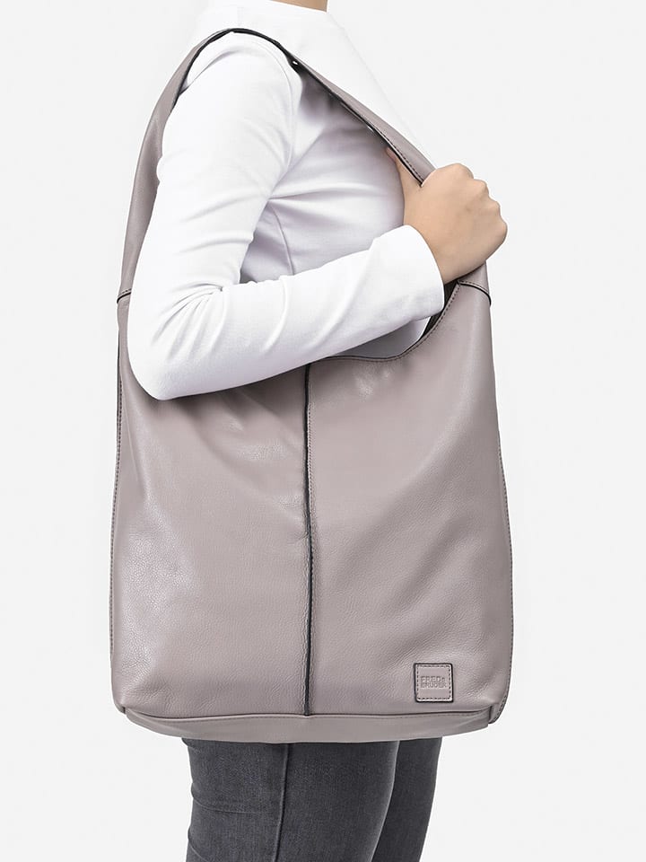 FREDs BRUDER Leder-Schultertasche in Grau - (B)40 x (H)33 x (T)10 cm günstig kaufen onesize