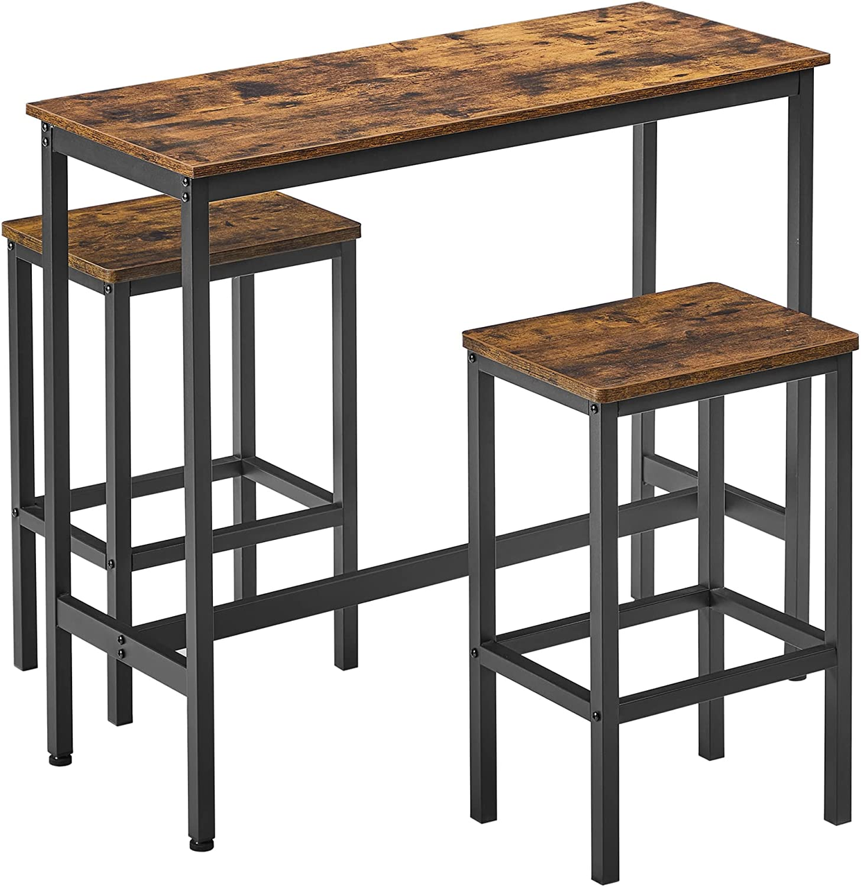 Vasagle Bartisch   Barhocker, 100x40x90cm/30x40x65cm, Rustikales Braun