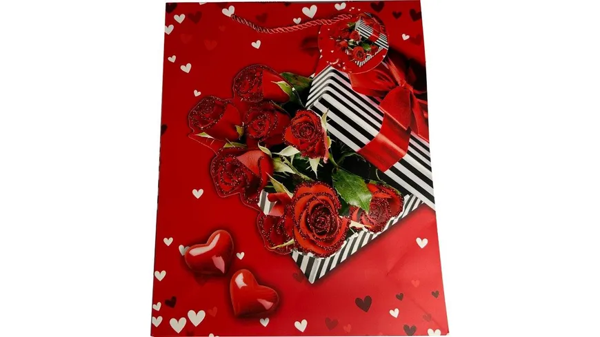 BOCK Geschenktüte gross Herzen mit Applikation 32 x 26 x 10cm sortiert