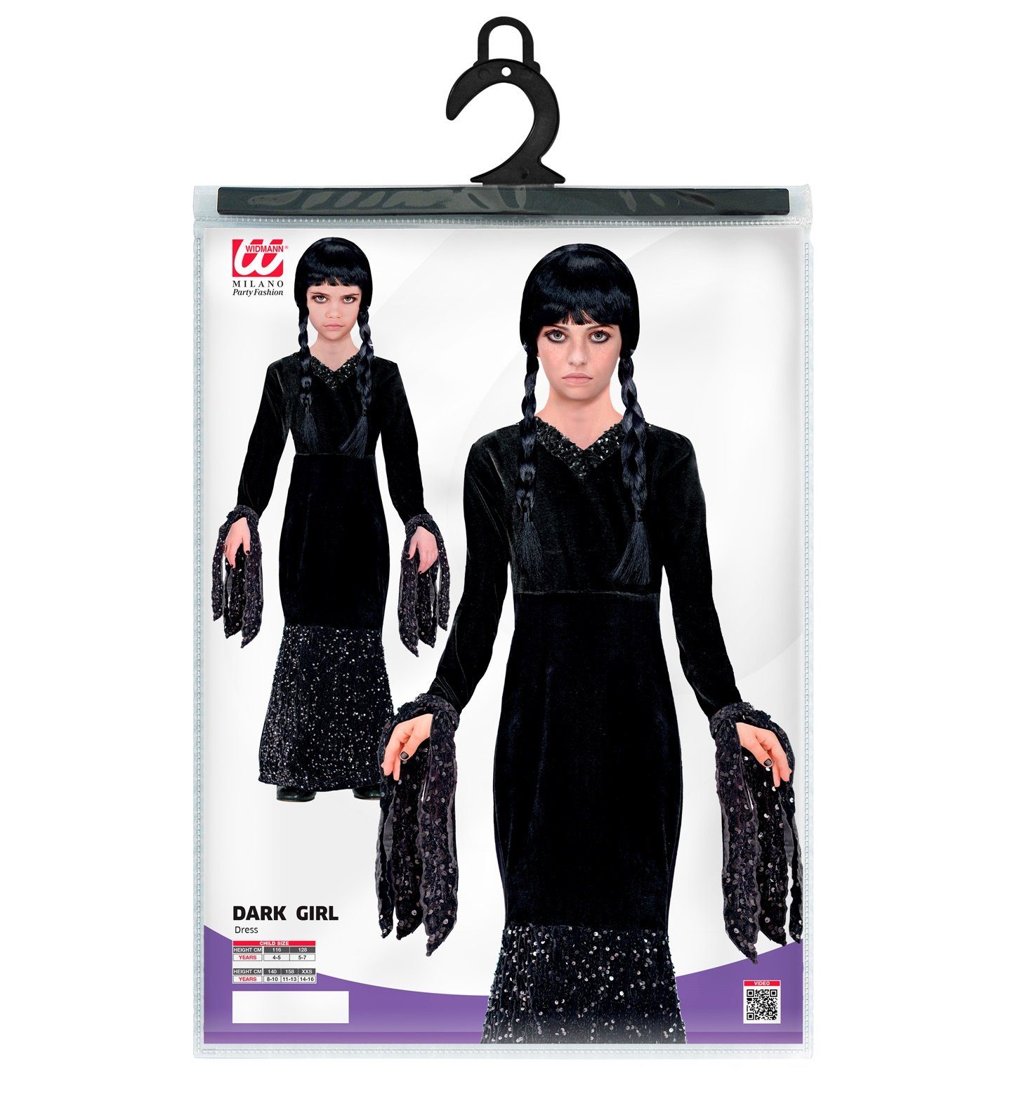 Widmann S.r.l. Hexen-Kostüm Dark Girl Kinderkostüm - Glamour Abendkleid Hallow
