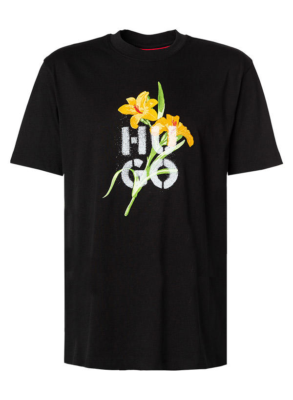 HUGO, T-Shirt, Baumwolle, schwarz