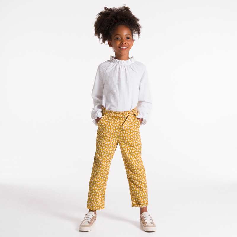 Pantalon fluide imprimé jaune fille