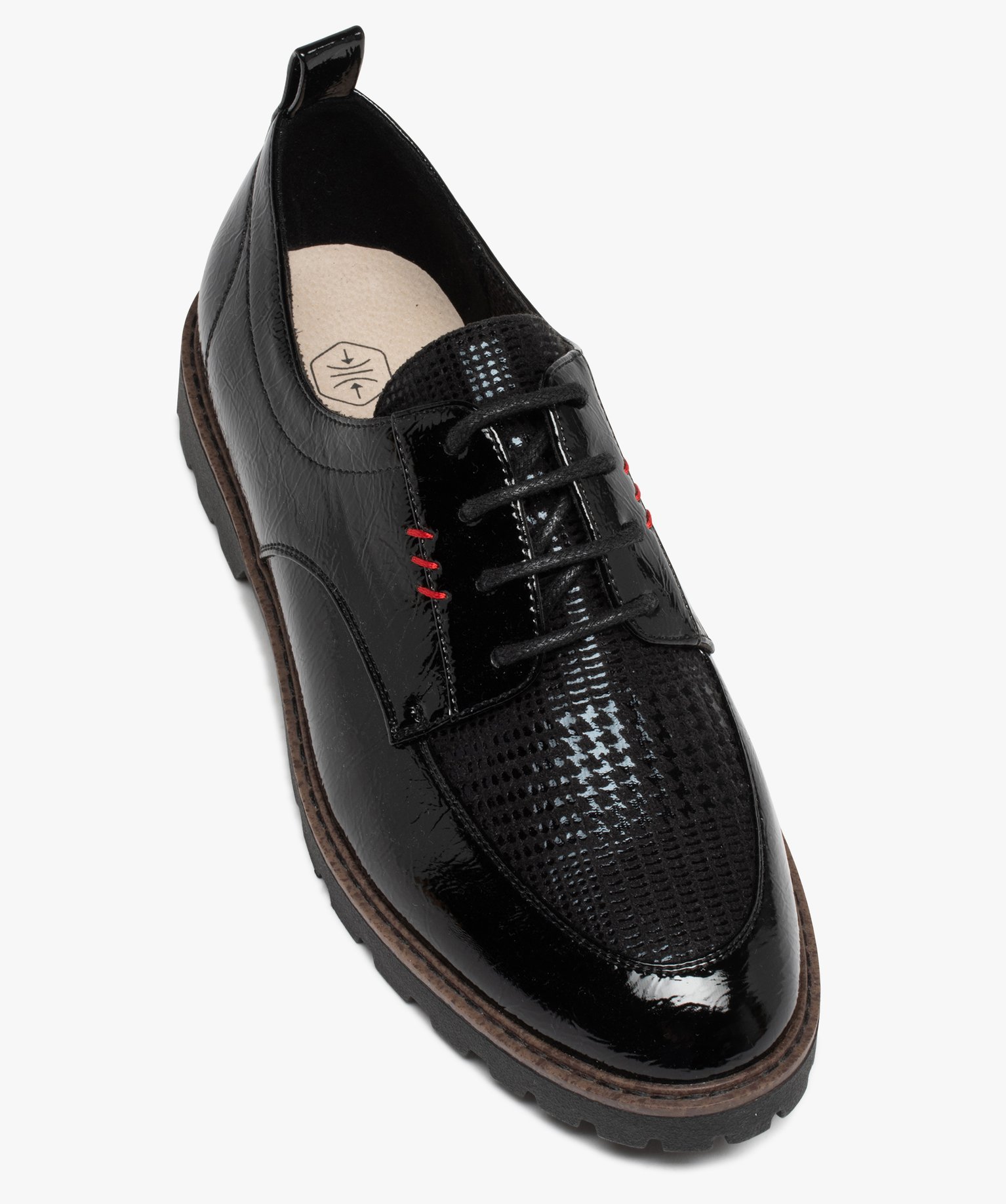 Derby verni avec semelle crantée femme noir | GEMO
