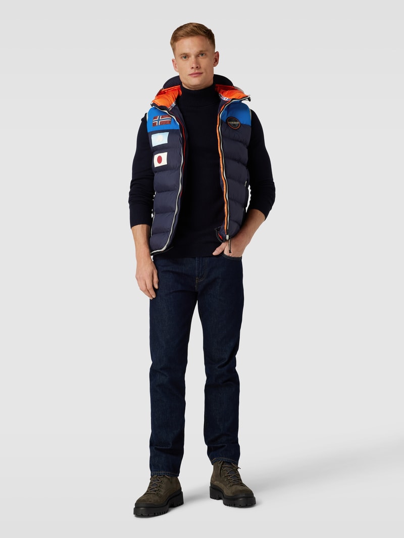 Steppweste mit Label-Details Modell 'SHAKLETON' in marineblau