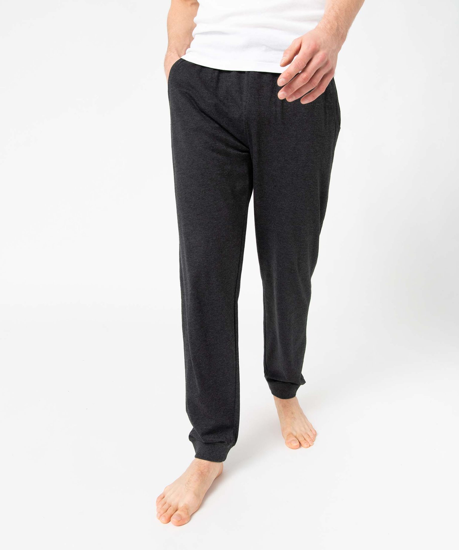Pantalon de pyjama homme en jersey à taille élastique gris fonce | GEMO
